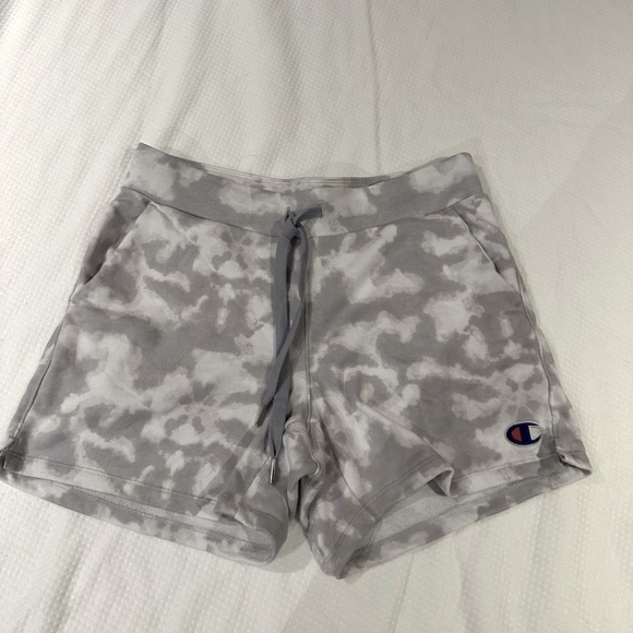 Champion Gray Tie-dye Design Womens Fleece Shorts - Picture 1 of 3